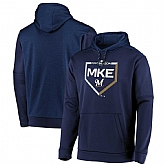 Men's Milwaukee Brewers Majestic 2019 Postseason M Logo Dugout Authentic Pullover Hoodie Navy,baseball caps,new era cap wholesale,wholesale hats